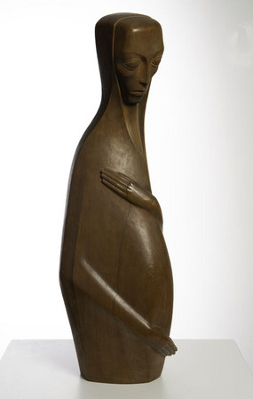 Holz-Skulptur “schwangere Frau” von 1920 
