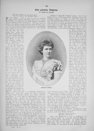 Bericht über die dichtende Königin 1887 in “Die Gartenlaube” (Vorläufer der modernen Illustrierten) 