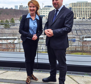 Antrittsbesuch belgischer Botschafter S.E. Piet Heirbaut bei Heike Raab in Berlin