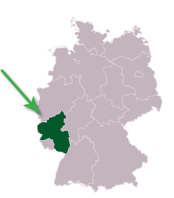 Deutschland-Karte mit Pfeil auf Rheinland-Pfalz